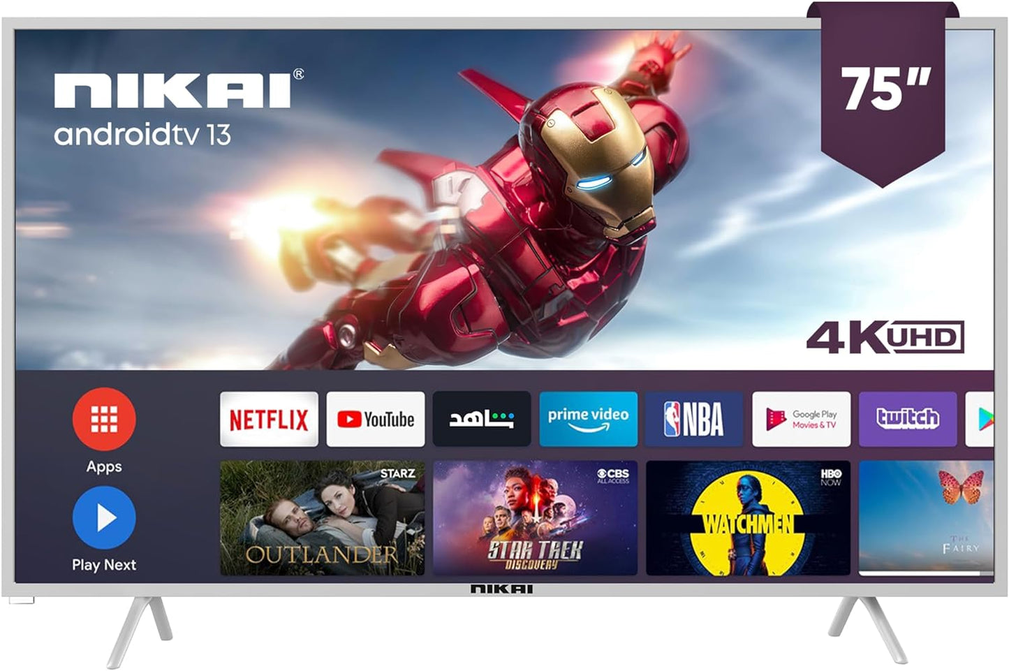 Nikai 75" INCH Web os UHD Smart LED NIK75MEU4STN, Frameless, Ultra HDR, Dolby Audio, Smart Voice Control