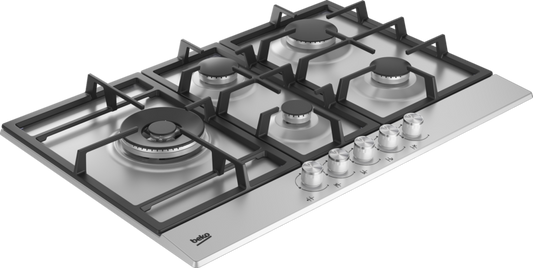 BEKO BUILT-IN 4+1 GAS ON STAINLESS STEEL HOB HQAW75225 SX 90CM