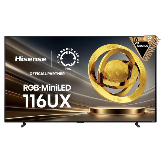 Hisense 116 Inch UX Series 4K Mini-LED ULED, Google TV 116UX Smart with Alexa compatibility,QLED, Hands Free voice Control with Built-in Subhoofer and Ultra viewing Angle