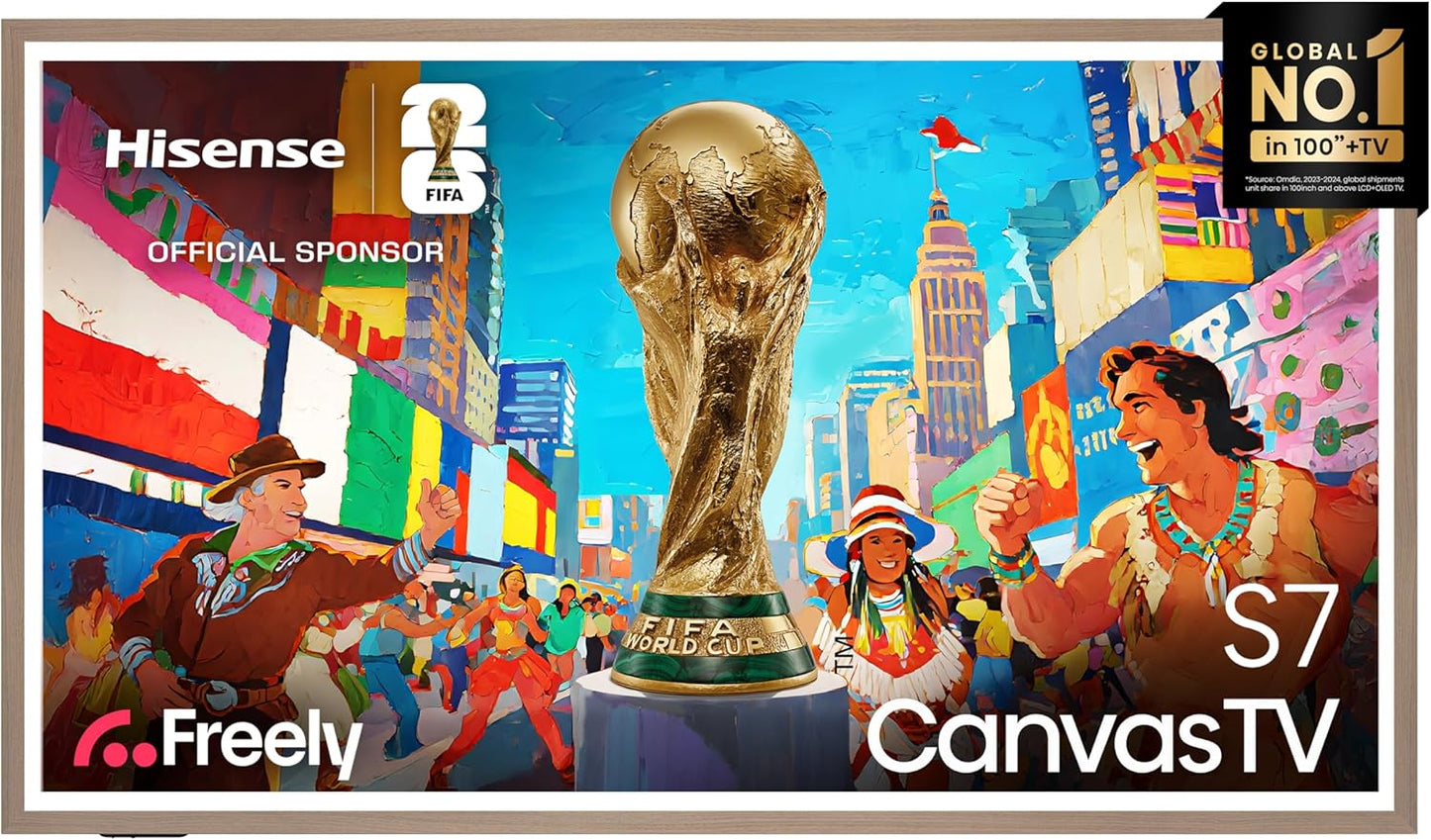 Hisense 55 Inch Canvas TV ULED 55S7Q (Art Mode) 4K Smart TV Mini-LED 144Hz VRR Gaming TV, Hi-Matte Dispaly, STYLEWAP FRAMES,Ultra Slim with FREE BRACKET