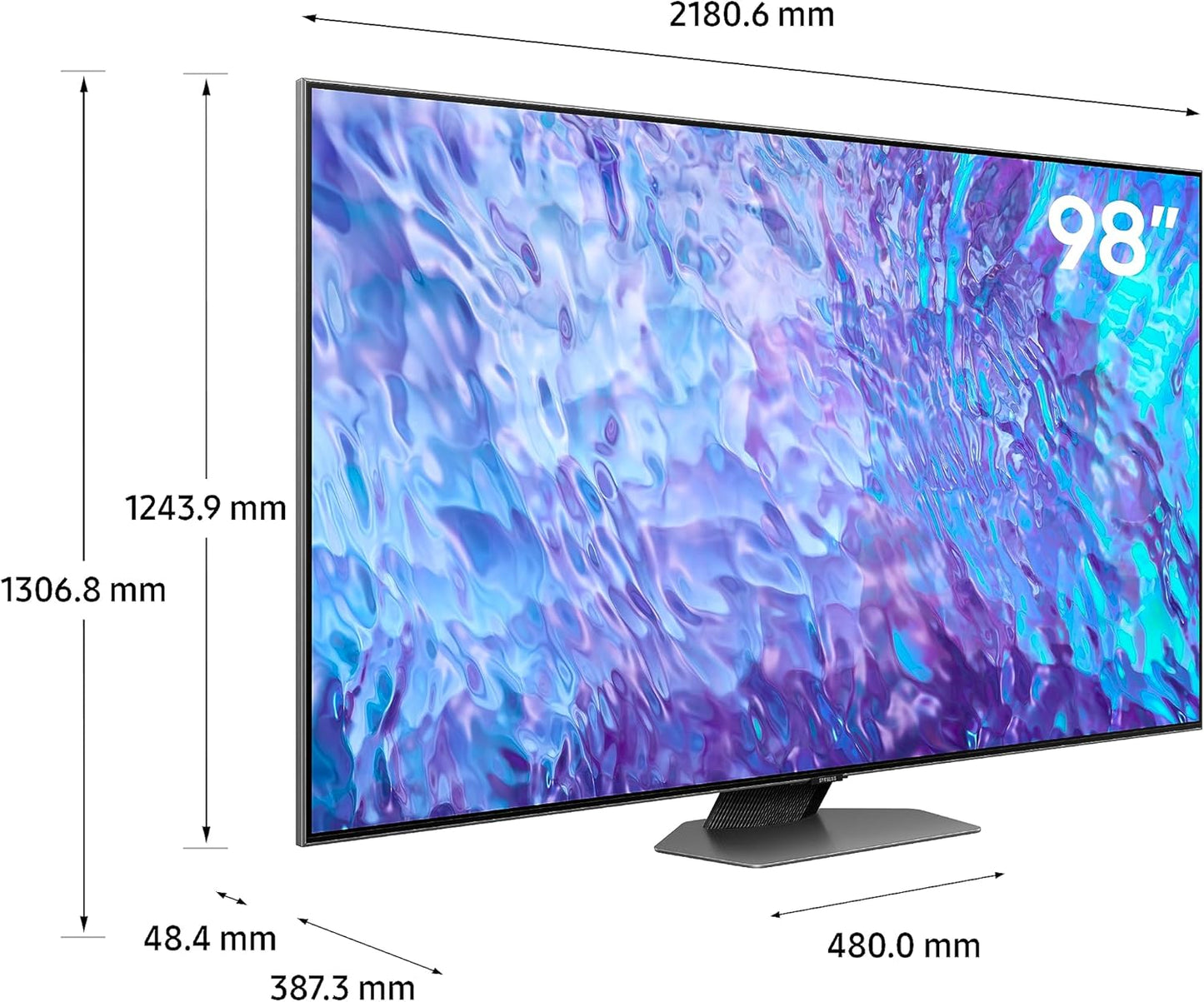 Samsung 98 Inch 4K QLED Quantum HDR+ Carbon Silver, Neural Quantum Processor , Smart Hub, QA98Q80CAUXZN