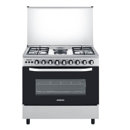 BRUHM-GAS COOKER BGC-9642IB 90*60 STANDING GAS COOKER 4 BURNERS+ 2 ELECTRIC, BLACK