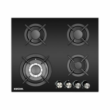 Bruhm 4 Gas Burner,Black Glass,auto ignition  60x 60 Gas Hob BGH-6640FG