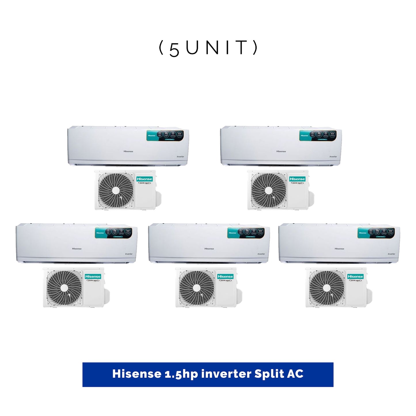 5 UNIT COMBO Hisense 1.5hp Inverter Split Air Conditioner SPL-1.5 hp-Copper-Inv-DK. Save ₦37,400! 😱🛒 on this Deal