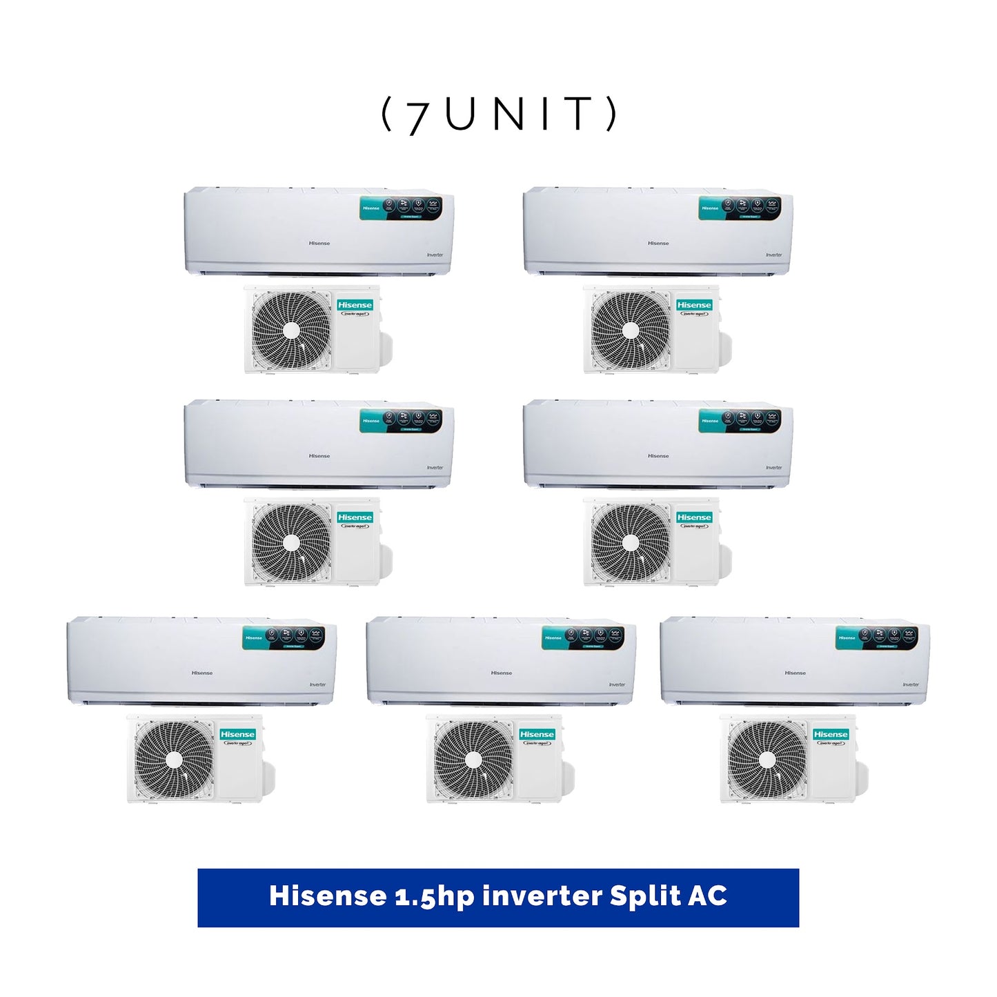 7 UNIT COMBO Hisense 1.5hp Inverter Split Air Conditioner SPL-1.5 hp-Copper-Inv-DK. Save ₦170,100! 😱🛒 on this Deal