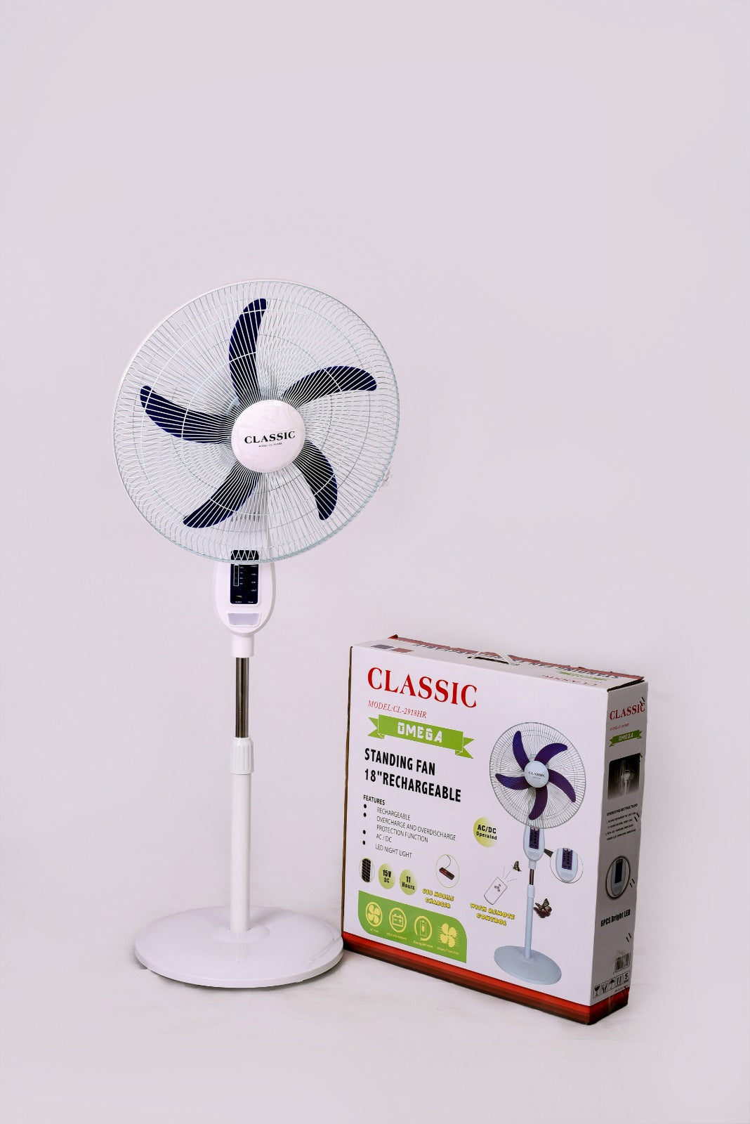 Classic 18 inches rechargeable fan (Blue) CL-2918HR