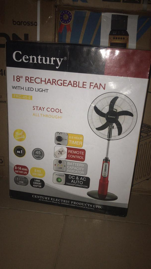 Century 18 Inches Rechargeable Fan With Five Blades FRC 45-E