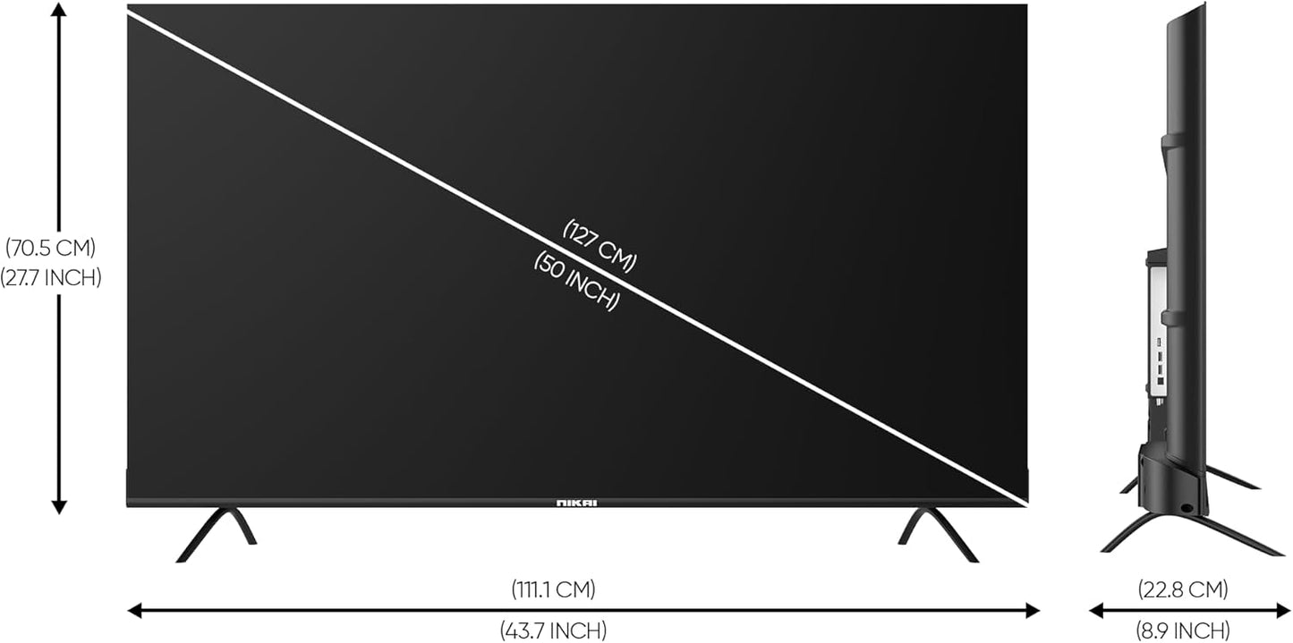 Nikai 50" Web os UHD Smart LED NIK50MEU45TN, Frameless, Ultra HDR, Dolby Audio, Smart Voice Control,