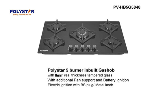 POLYSTAR 5 BURNER TABLE TOP GAS COOKER PV-HB5G5848