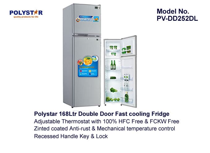 Polystar 168 Liter Double Door Refrigerator PV-DD252DL