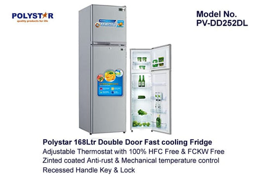 Polystar 168 Liter Double Door Refrigerator PV-DD252DL