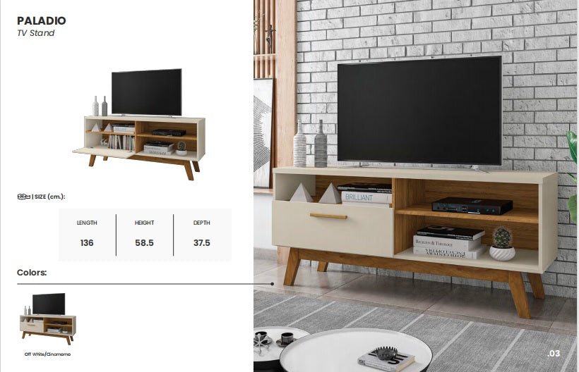 Maxi Paladio TV Stand - Offwhite/Cinamomo