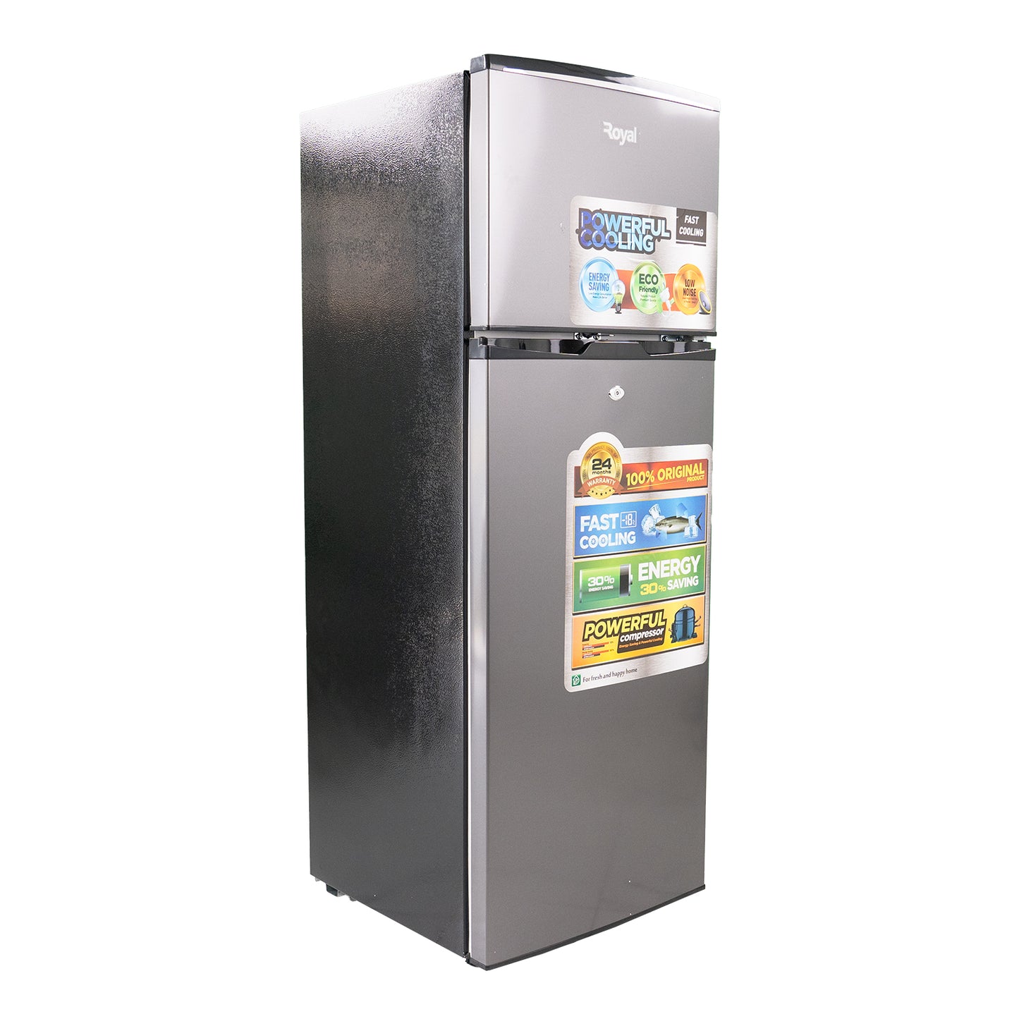 Royal Titan Refrigerator Double Door 235L energy saving and low noise, with lock and adjustable shelves - RREF235DF