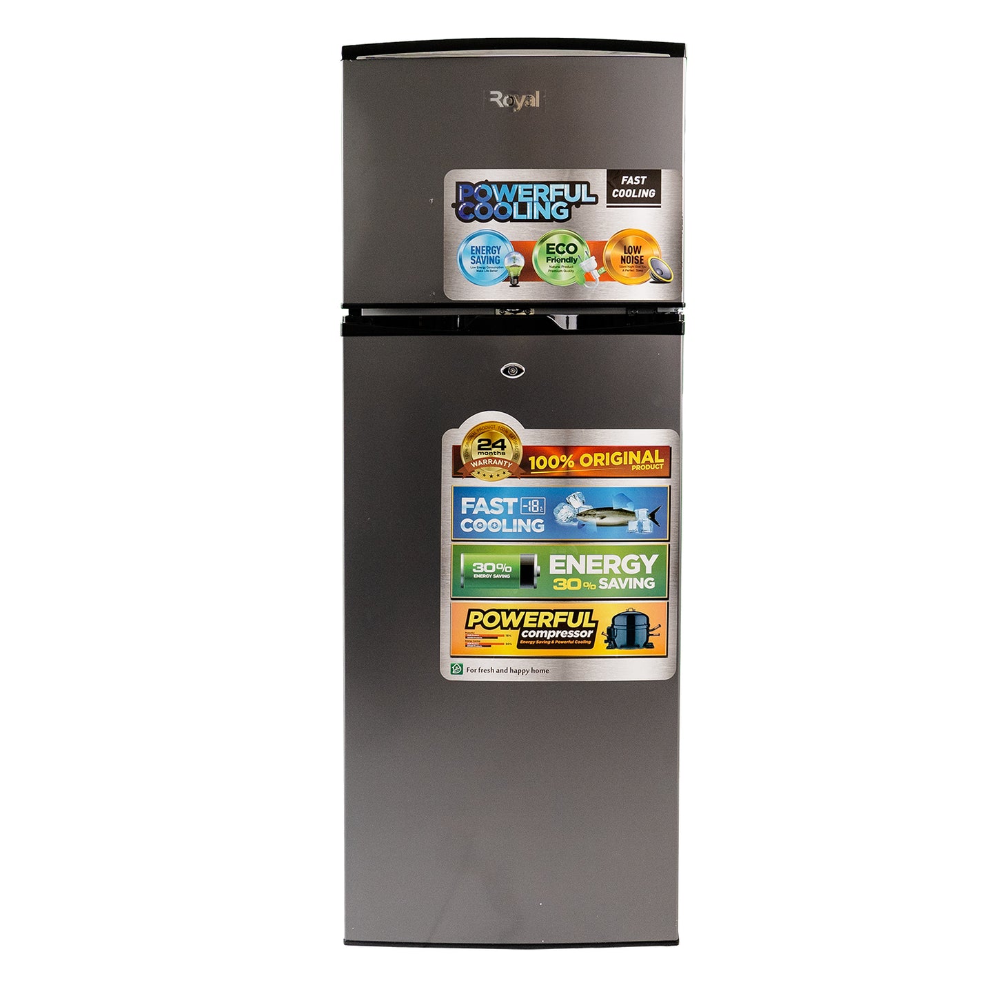 Royal Titan Refrigerator Double Door 235L energy saving and low noise, with lock and adjustable shelves - RREF235DF