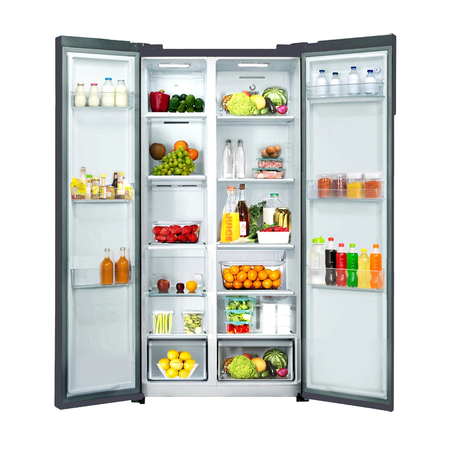 Royal Titan Side-by-Side Refrigerator 560L,  Inverter Technology, Multi-Flow Air system, METAL COOLING SYSTEM, Humidity Control, Antibacterial system - RSBS560NF