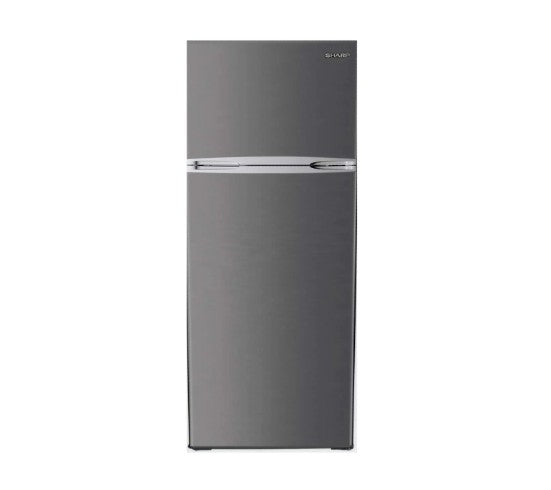 SHARP DOUBLE DOOR REFIRGERATOR,2 GLASS SHELVE SILVER, REVERSIBLE DOOR & CRISPER DRAWER 252L SJ-DC340-HS3