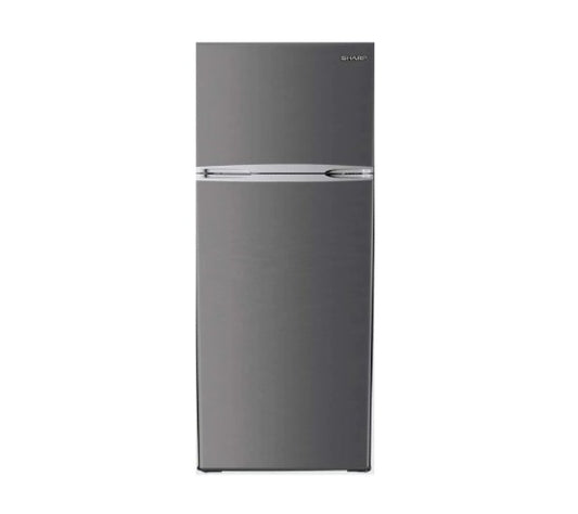 SHARP DOUBLE DOOR REFIRGERATOR,2 GLASS SHELVE SILVER, REVERSIBLE DOOR & CRISPER DRAWER 205L SJ-DC280N-HS3