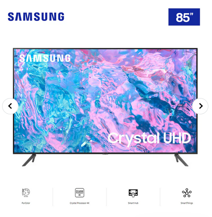 Samsung 85 inch Vivid Crystal UHD TV Auto Low Latency Mode UA85CU7000UXKE