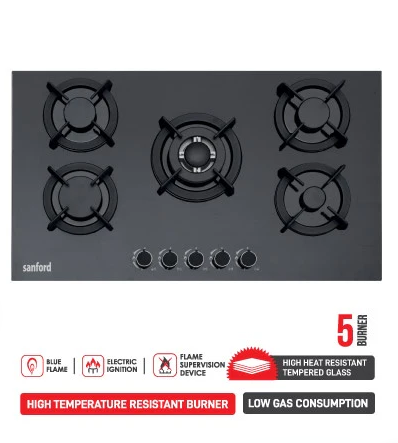 Sanford SF5457GH-FSD 5 Burner Gas Hob, High Temperature Resistant Burner