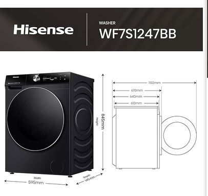 Hisense  12KG Inverter Front Load Washing Machine WF 7S1247BB