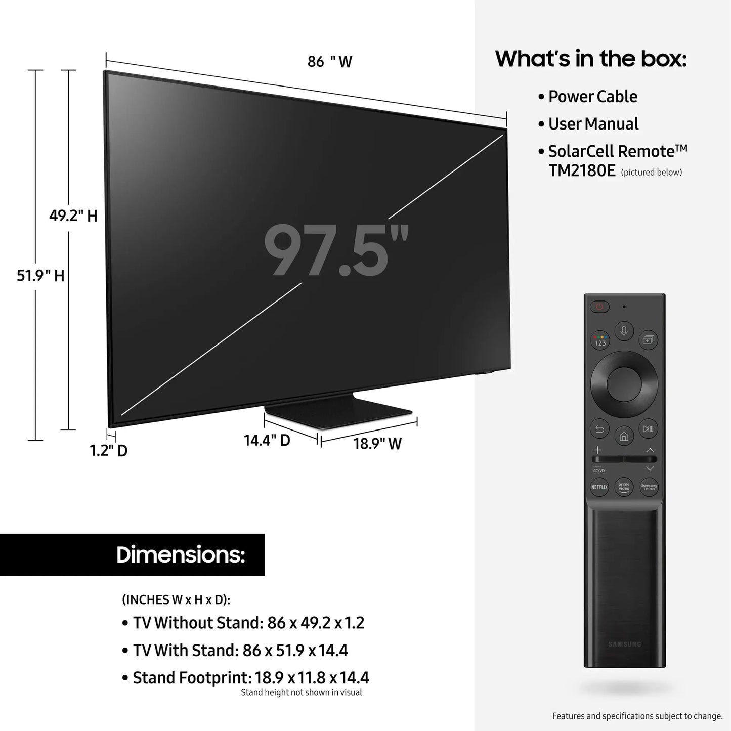 Samsung - 98 inches - Neo QLED 4K QLED  Smart TV Ultra Viewing Angle ,Q-SymphonyA QA98QN90AAUXZN