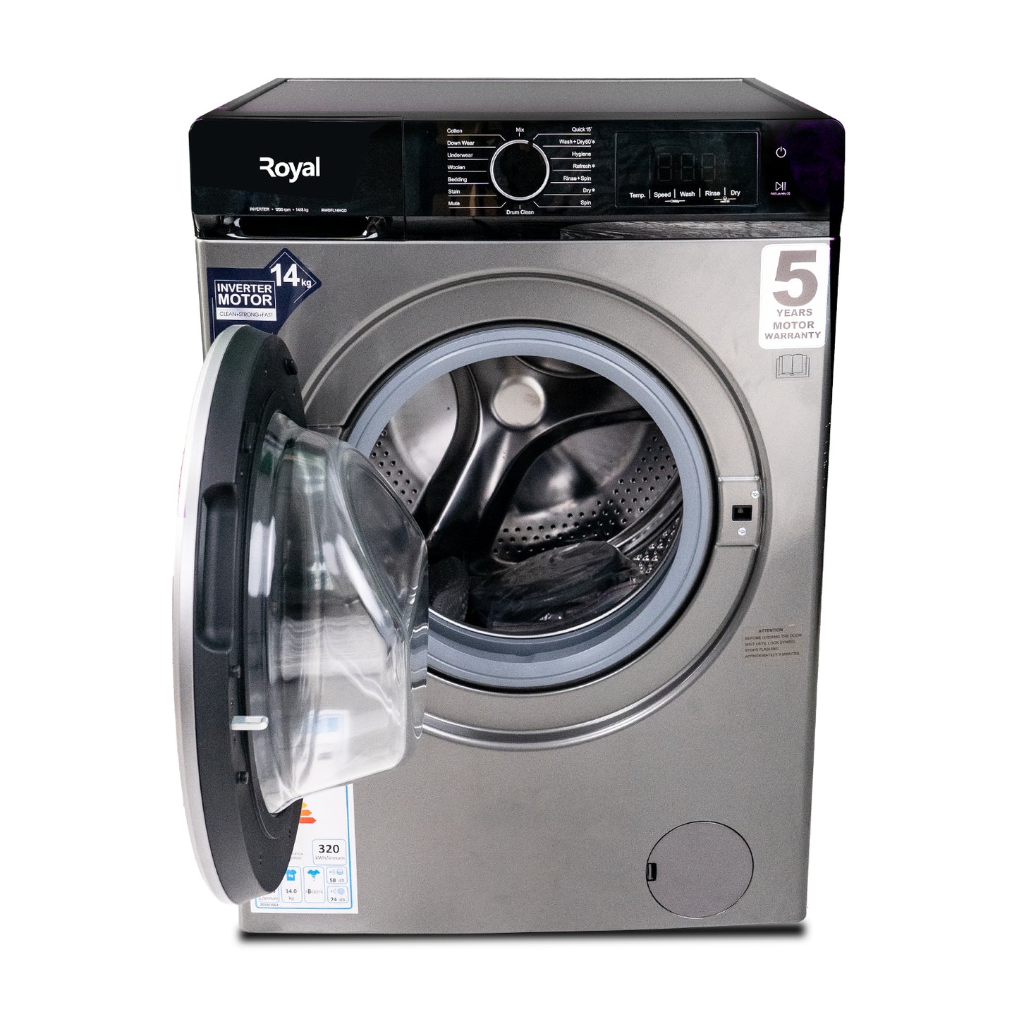 Royal 14KG Front Load Washer & Dryer with Anti Wrinkle Extra Rinse - RWDFL14HQD