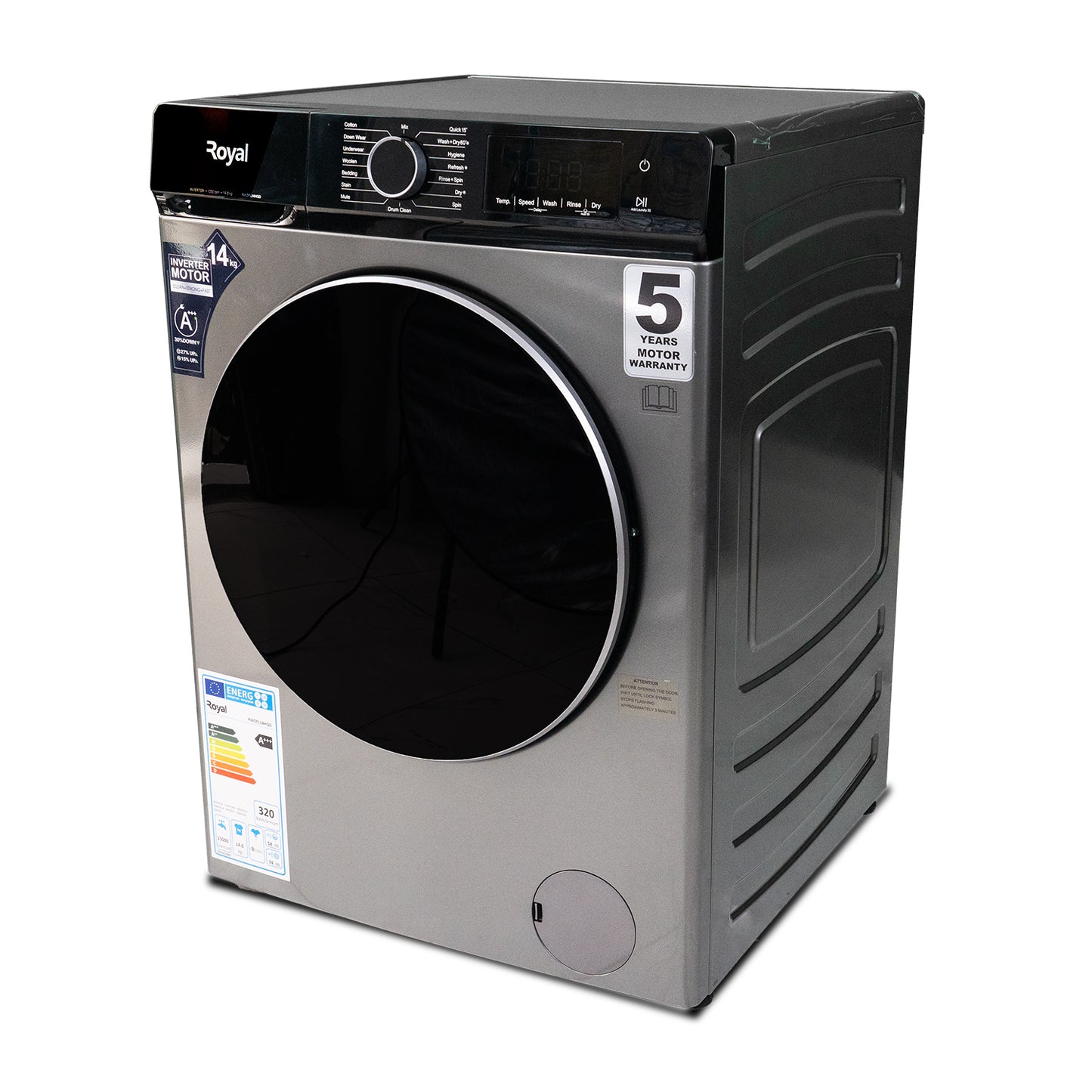 Royal 14KG Front Load Washer & Dryer with Anti Wrinkle Extra Rinse - RWDFL14HQD