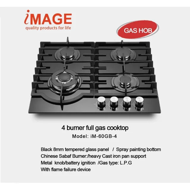IMAGE 4 BURNER BUILT IN GAS HOB IM-60SS-4