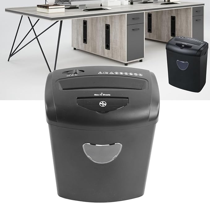 Heavy Duty Cross Cut Office Shredder with 21L Trash Can Automatic Quiet 10-Sheet Shredder