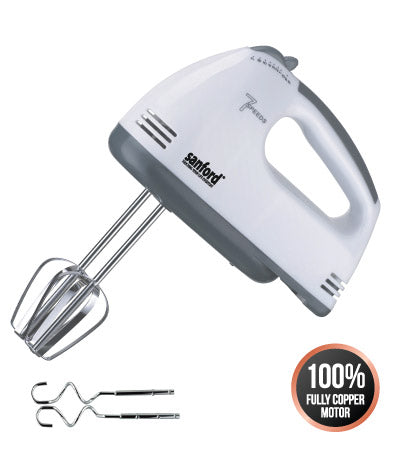 Sanford SF1340HM Hand Mixer Steel Dough Hooks & Beaters, Ejector for Releasing Beaters.