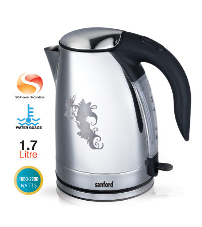 Sanford SF1883EK - 1.7L Electric Kettle 360º turn able base / BS Plug Stainless steel concealed heating element