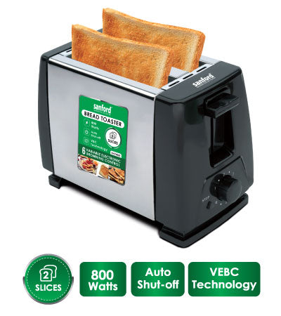 Sanford SF5743BT 2 Slice Stainless Steel Bread Toaster, Stop Function, 6 Variable Electronic Browning Control