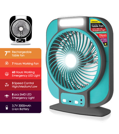 Sanford SF6652RTF 7 inch Rechargeable Table Fan with ABS Strong Body and Carry Handle