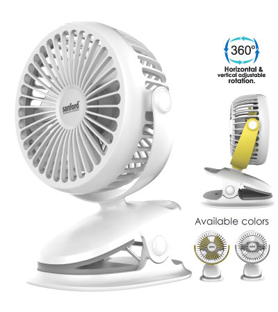 Sanford SF6664PCF Portable Clip Fan with 360º horizontal &vertical adjustable rotation.