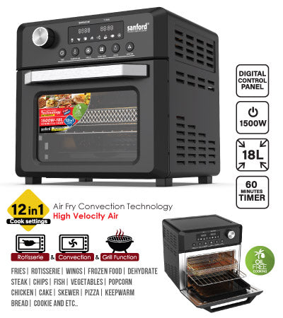 Sanford SF5617EO 18L Air Fryer Oven 1500 Wtts, Rotisserie, Convection, and Grill function