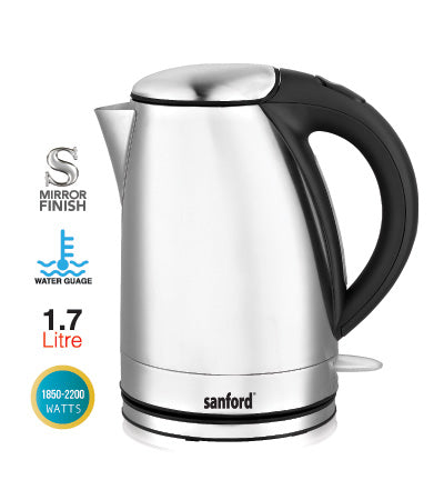 Sanford SF1882EK - 1.7L Electric Kettle, 360º turn able base / BS Plug Stainless steel concealed heating element