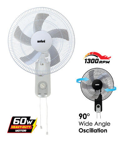 Sanford SF934WFN 18 Inch Wall Fan with High Velocity 5 Blades for Strong Airflow.