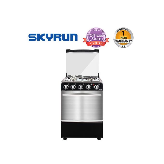 Skyrun 3 Gas Burner + 1 Electric Hotplate Standing Cooker  GCS-3G1E/X Black