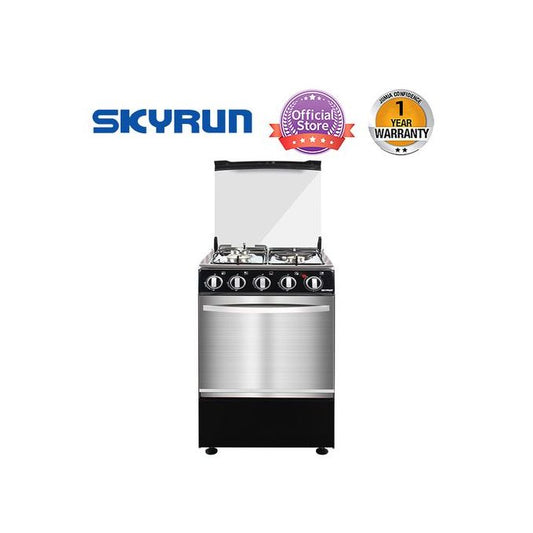 Skyrun 3 Gas Burner + 1 Electric Hotplate Standing Cooker  GCS-3G1E/X Black
