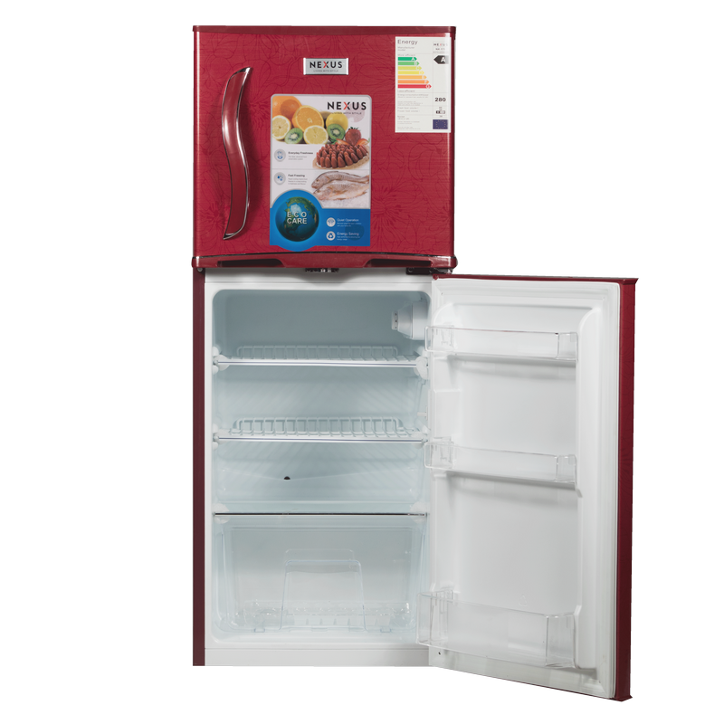Nexus NX-235 185 Litres Top Freezer Refrigerator Red with flower