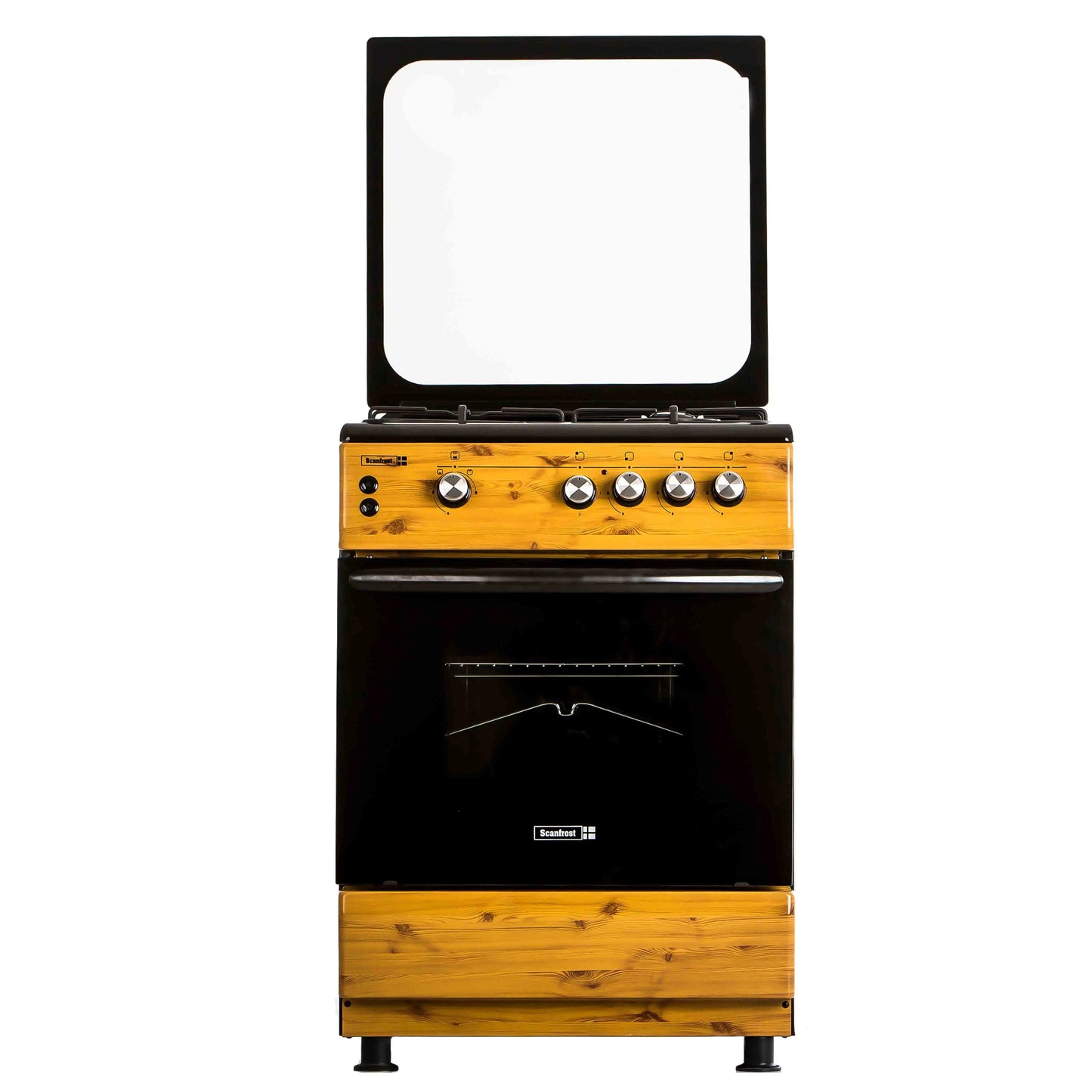 Scanfrost 60x60 3 Gas Burner + 1 Electric Hotplate Standing Cooker (wood finish)  CK6312NG
