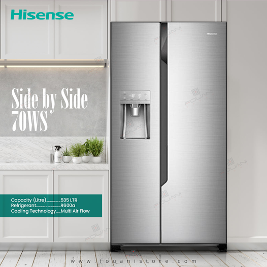 Hisense REF 70WS 535 Litres Side By Side Refrigerator With Water Dispenser