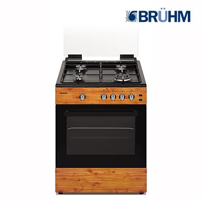 Bruhm 60x55 4 Gas Burner Standing Cooker (Wooden Finish)  BGC-6640SN