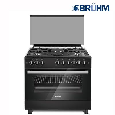 Bruhm 90x60 4 Gas Burner + 2 Electric Hotplate Standing Cooker  BGC-9642GS BLACK
