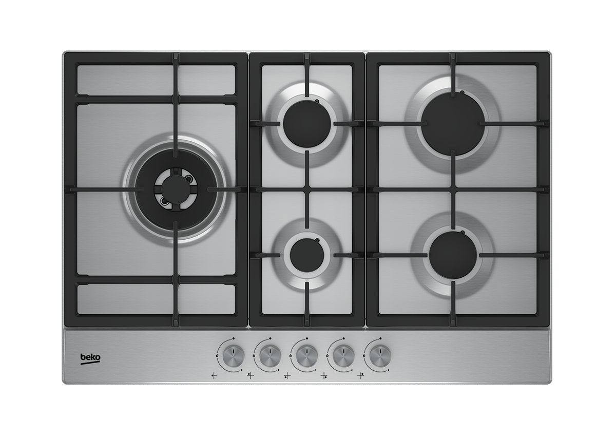 Beko HQAW 75225 SX 60x60  4 Gas +1 Wok Stainless Steel Built In Hob Cooker