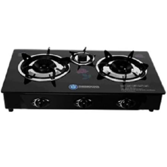 Haier Thermocool 3 Hob Table Top Gas Cooker Glass Deluxe TGC-3GB TRIO