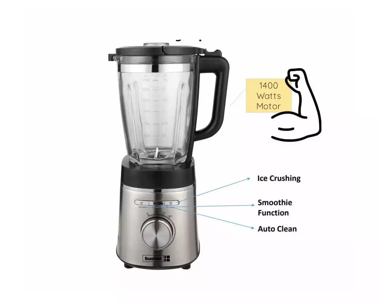 Scanfrost SFKAB1400 Watt Smoothie Maker,Ice Crusher And  Pulse Function